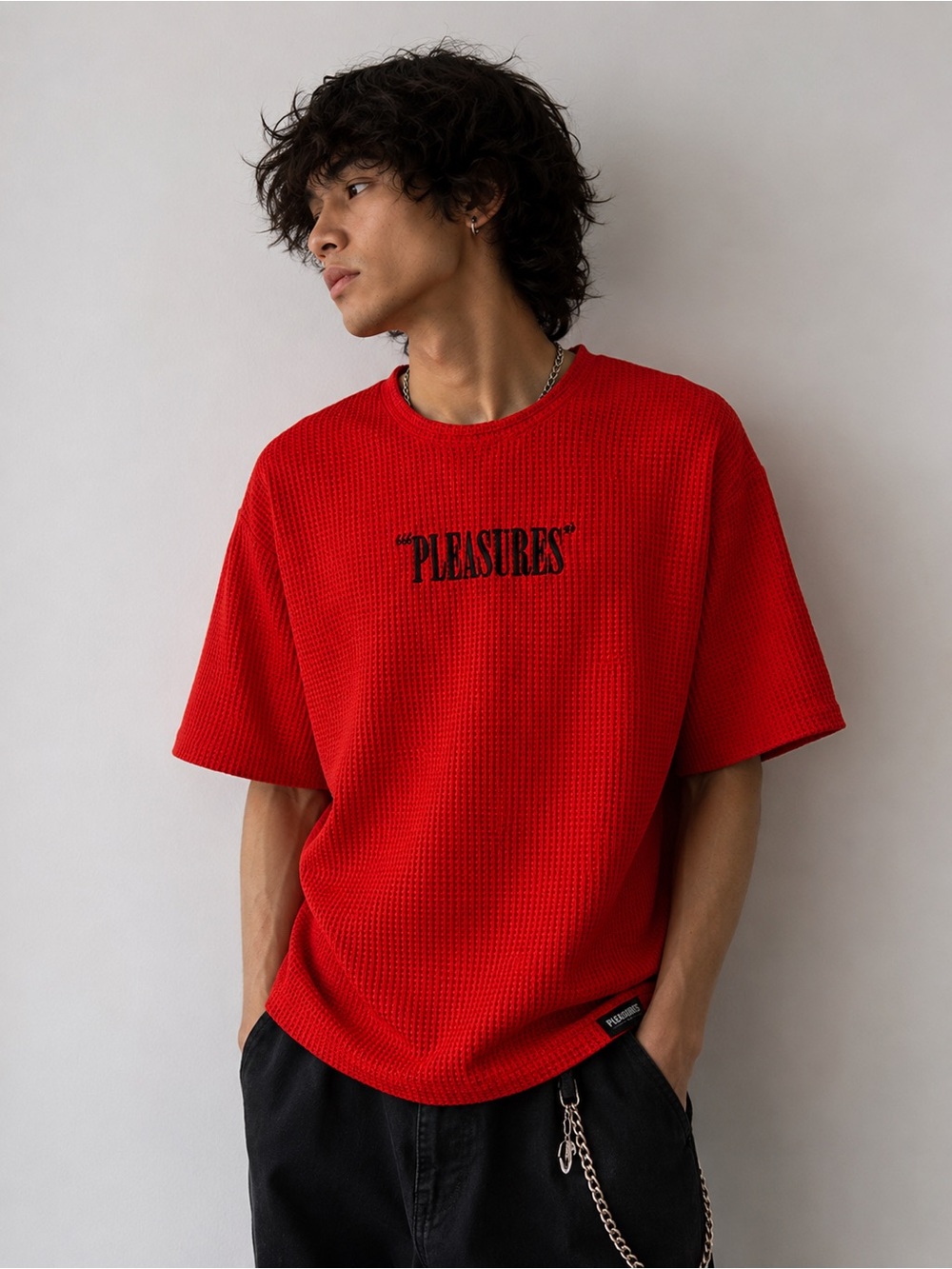 Red Waffle Knit Short-Sleeve Tee - Men